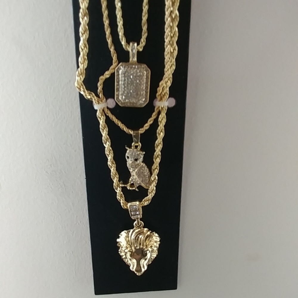 Men's Bling 3 Chains Set